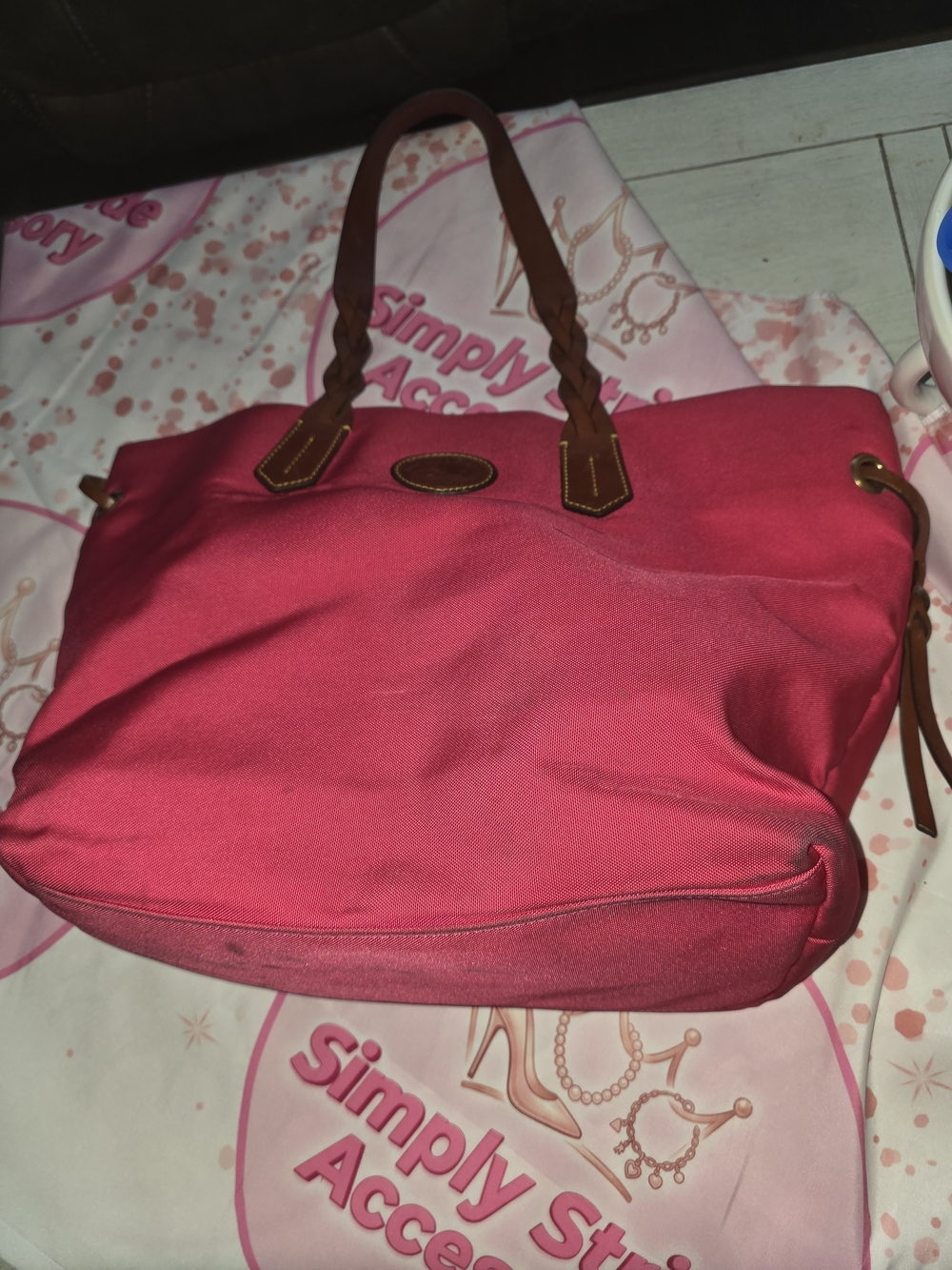 Dooney & Bourke Pink & Brown Tote Bag